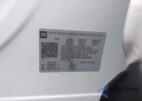 2025 Chevrolet Equinox Awd Activ from USA, damaged, VIN 3GNAXSEG6SL202162
